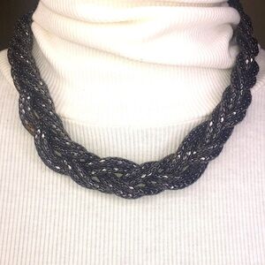 Braided EXPRESS Gun Metal Necklace Chunky Statement Metallic 18"